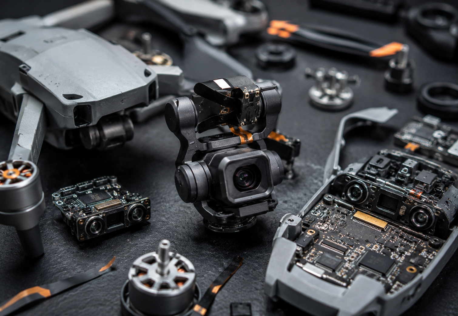 Manutenção de gimbal, câmera, motores e sensores de drones